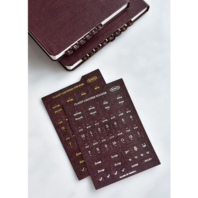 Burgundy - Classy Textured Leather Index Tab Sticker