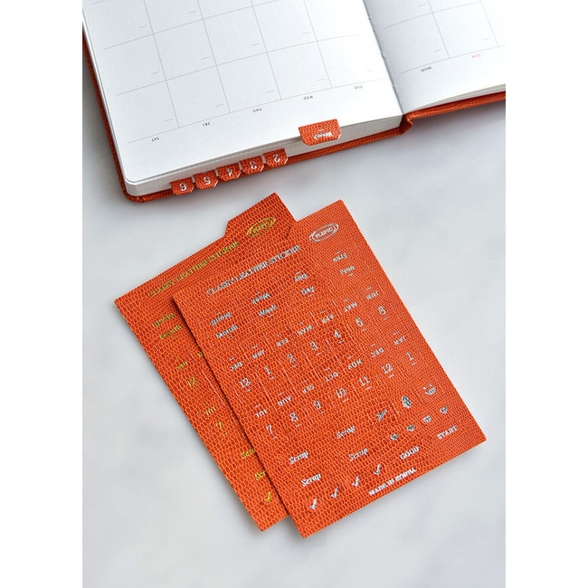 Orange - Classy Textured Leather Index Tab Sticker