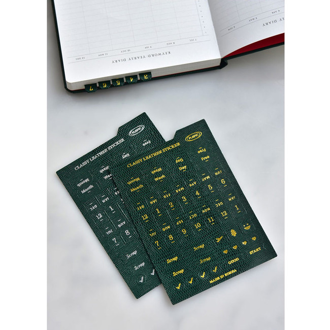 Forest green - Classy Textured Leather Index Tab Sticker