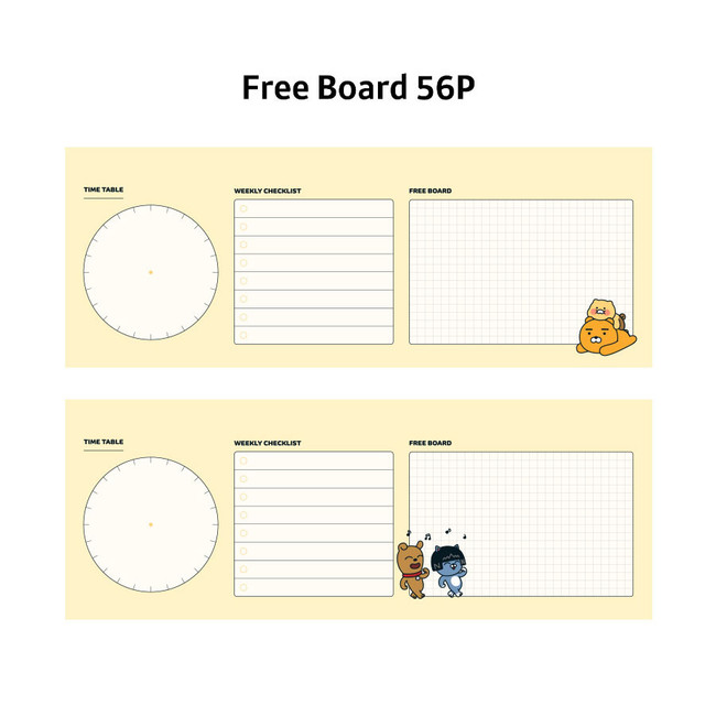 Free board - Kaokao Friends Twin Wire Dateless Weekly Desk Planner