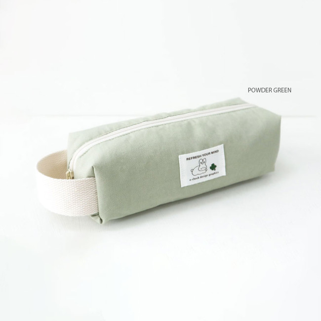 Powder green - Natural Soft Rectangular Pencil Case Pen Pouch