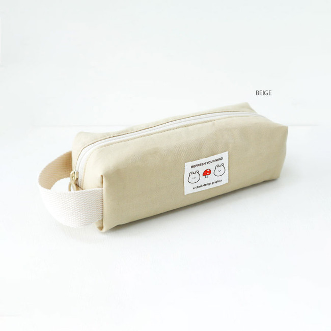 Beige - Natural Soft Rectangular Pencil Case Pen Pouch