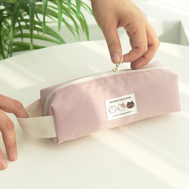 Zipper closure - Natural Soft Rectangular Pencil Case Pen Pouch