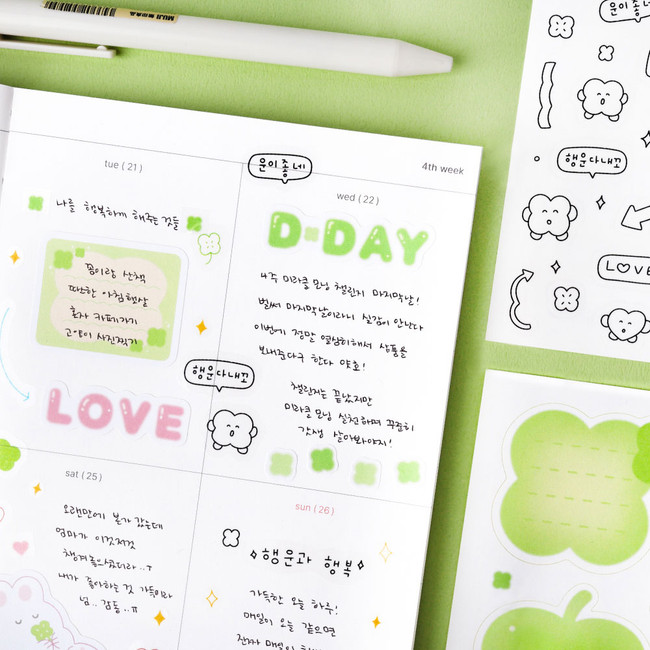 Usage example - Doodling Clover Deco Date Sticker Pack