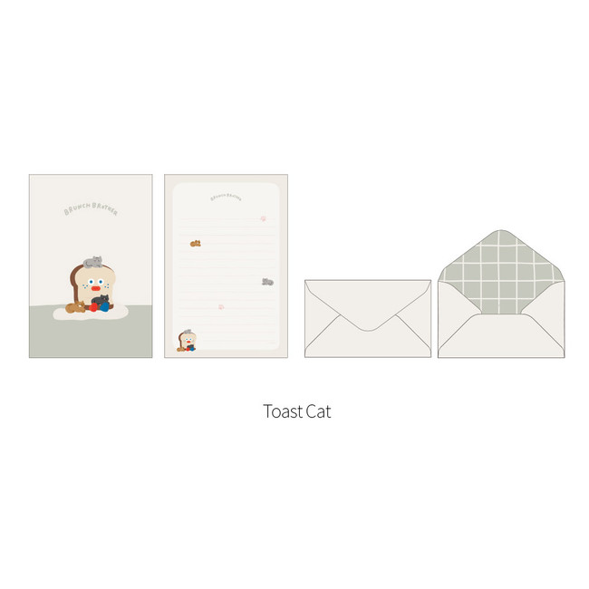 Toast cat - Brunch Brother Letter Paper and Envelope Set