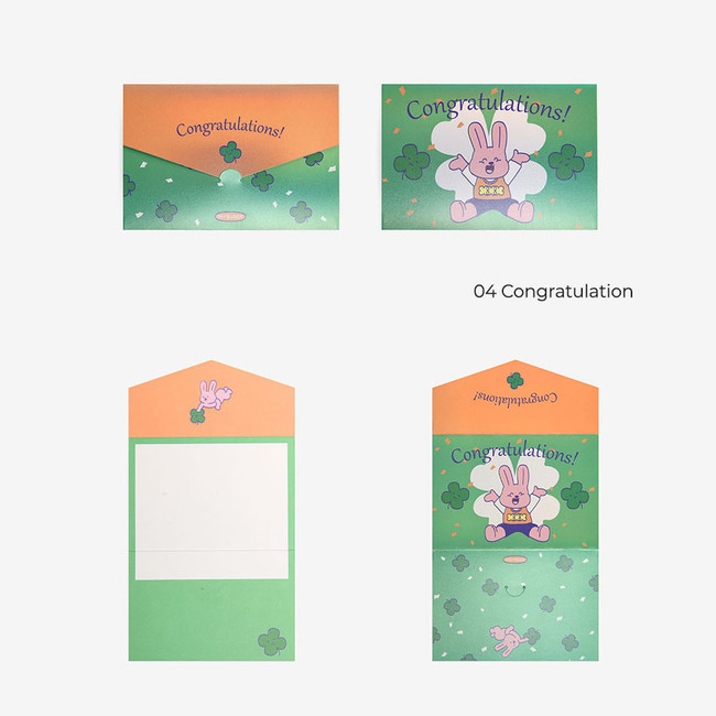 congratulation - Dailylike My Buddy Hologram Tri-fold Card 01-04