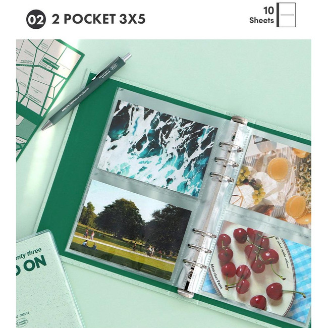 2 pockets(3X5) - ICONIC Record On A5 6-Holes Album Sticker Storage Book Refills