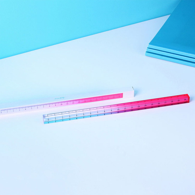 non-sharp rectangular shape - APPREE Twilight Gradation Pink 20cm Ruler