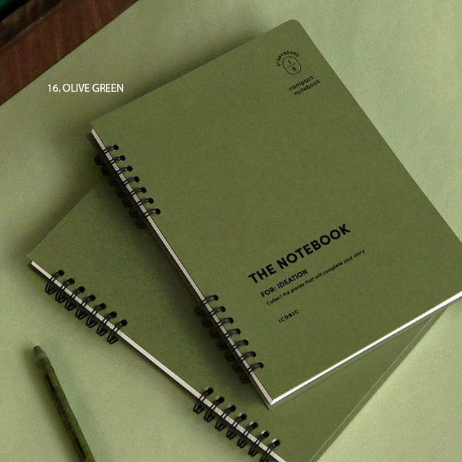 16. olive green - ICONIC Compact Idea A5 Wire-Bound Notebook