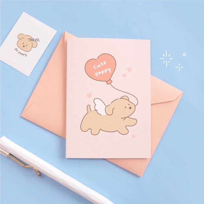 cute happy - O-CHECK Warm-hearted Small Card Envelope Set