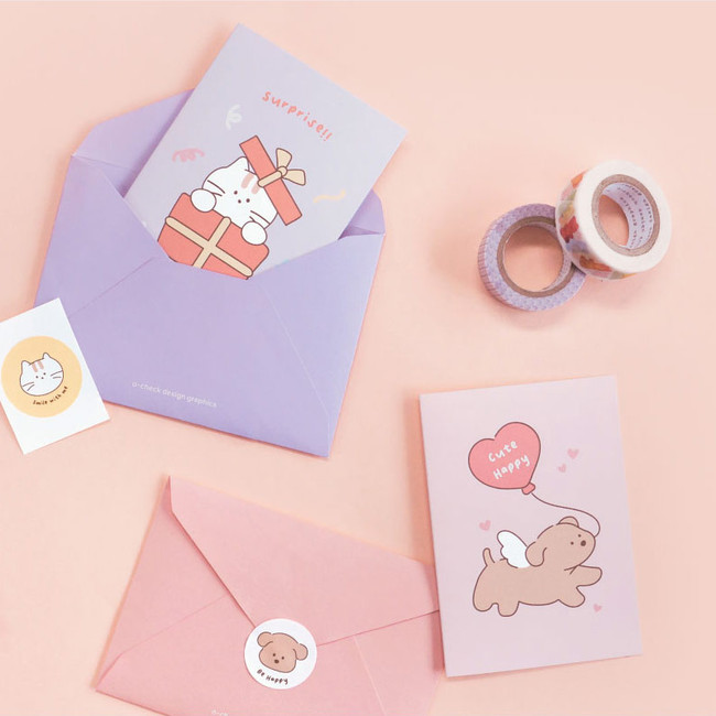 O-CHECK Warm-hearted Small Card Envelope Set