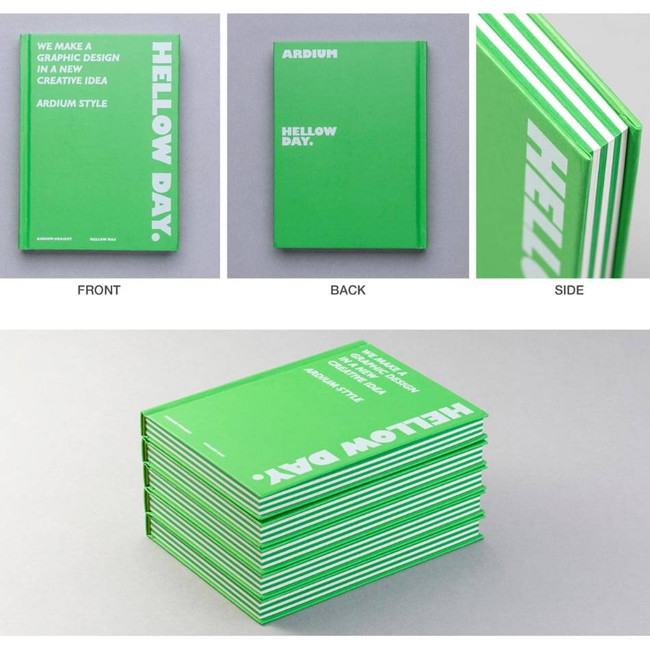 green - Ardium Hellow Hardcover Blank Notebook