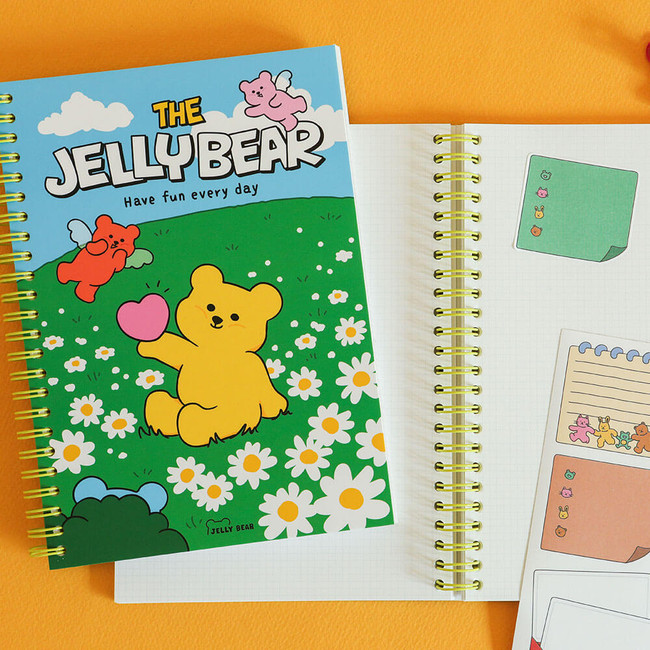 Jelly Bear Flower A5 Grid Notebook