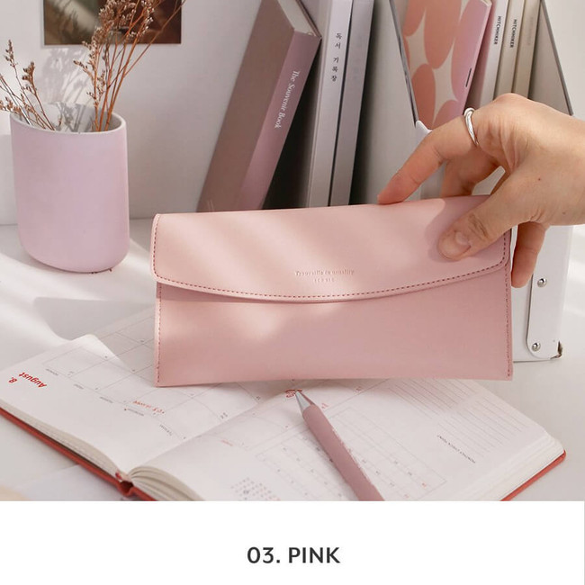 pink - Iconic Journey Flat Pencil Case