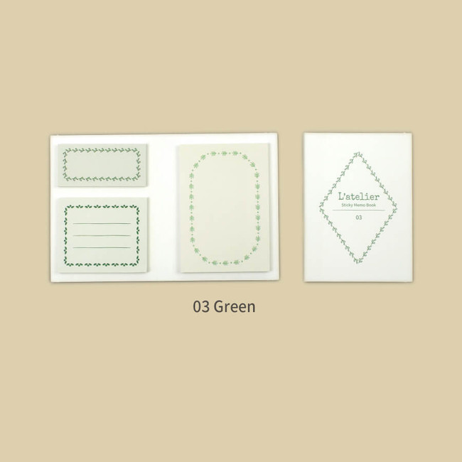 green - Paperian L'atelier Sticky Memo Notepad Set
