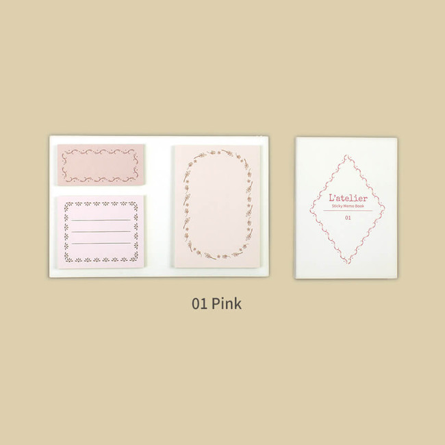pink - Paperian L'atelier Sticky Memo Notepad Set