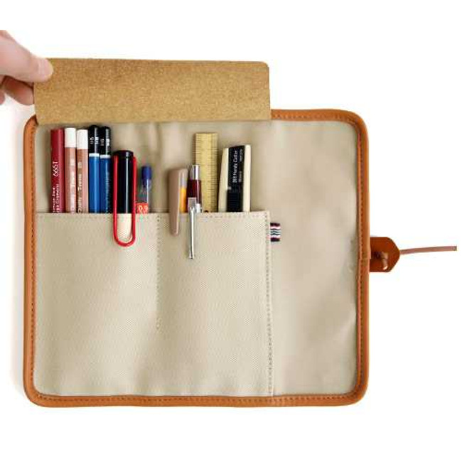 Indigo The Basic handmade canvas roll pencil case pen pouch