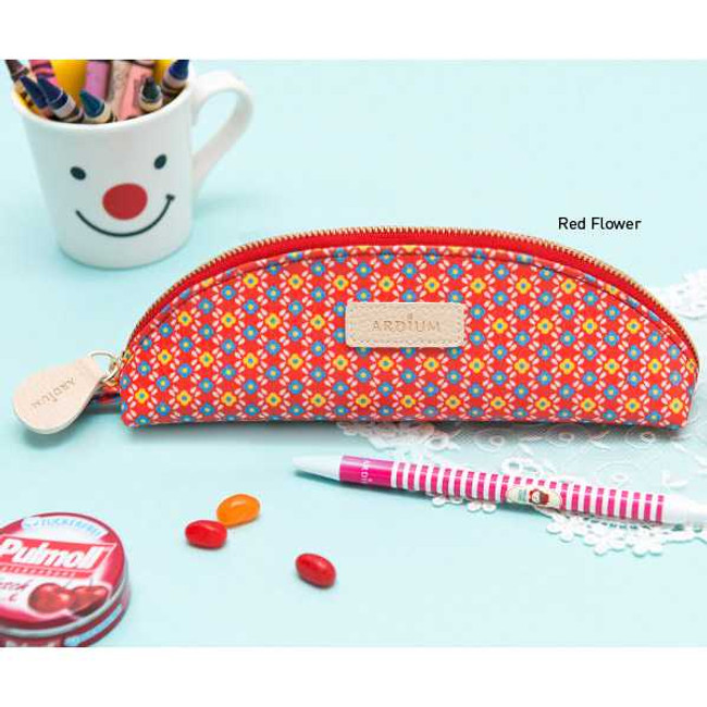 Ardium Half moon zipper pencil case with flower pattern