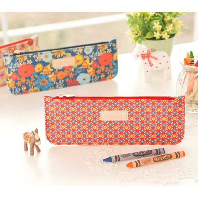 Ardium Flower pattern slim zipper pencil case