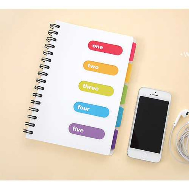 2young Small wirebound lined notebook with color index tab ver.2
