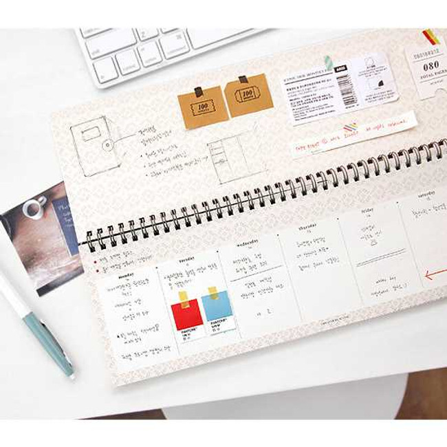 Iconic Wirebound pattern weekly planner memopad desk pad