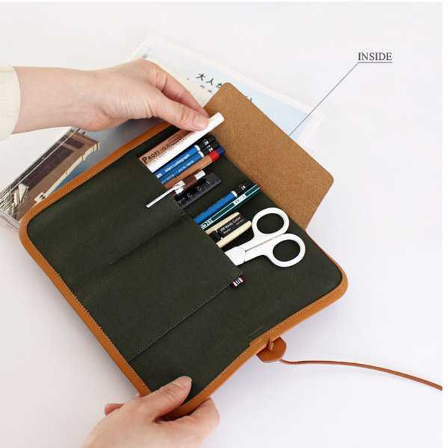 Indigo The Basic canvas roll pencil case pen pouch ver.2