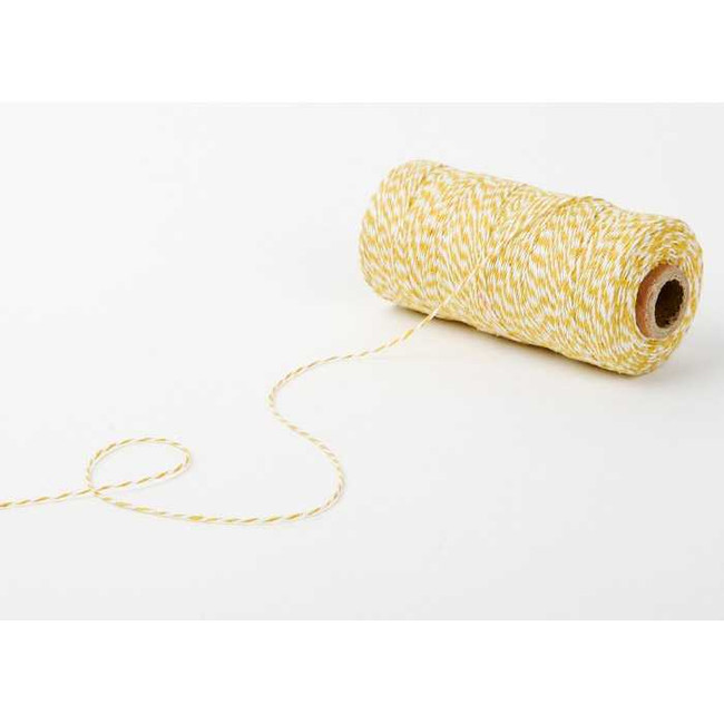 Dailylike Roll Twine cotton string - Deep yellow with white stripe 236yd
