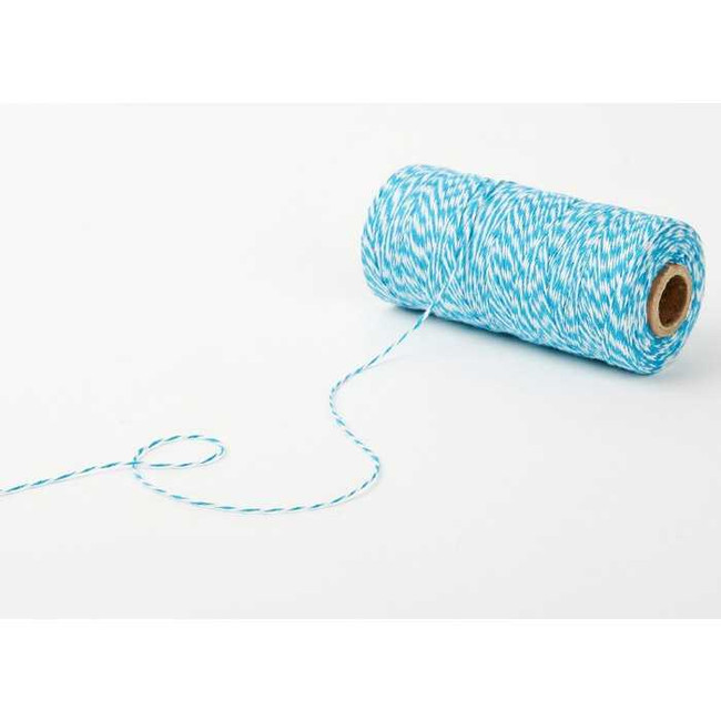 Dailylike Roll Twine cotton string - Ocean blue with white stripe 236yd