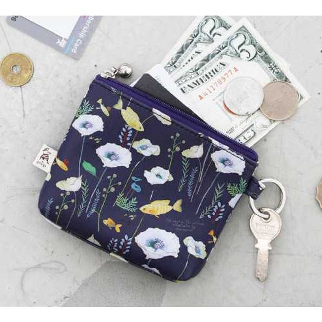 Indigo Willow story illustration pattern coin case wallet