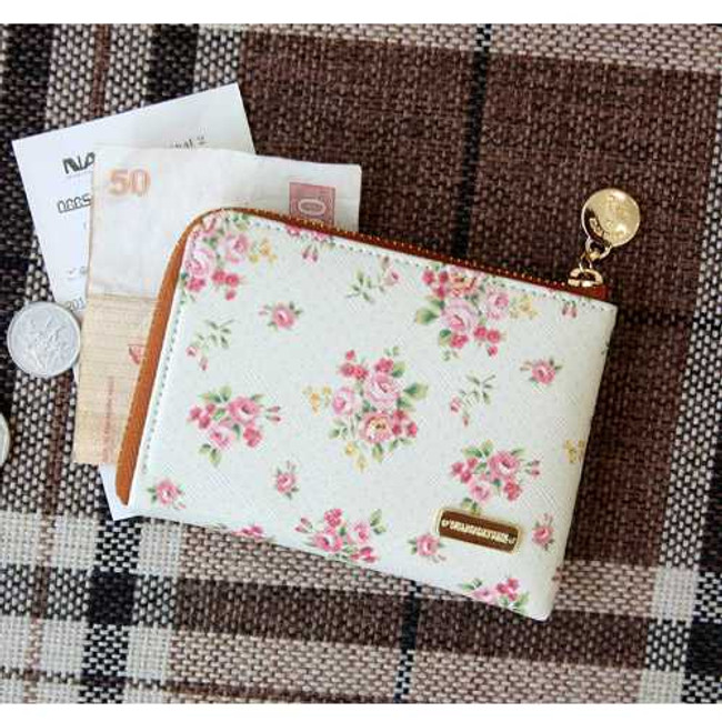 Wanna This Pour vous flower pattern half zip around wallet