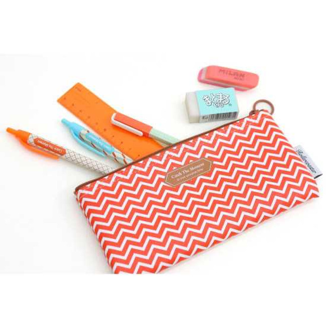 Rollercoaster Catch the moment red chevron pencil case