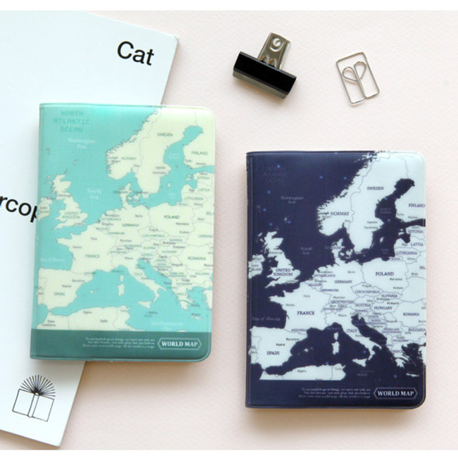 World map passport cover case