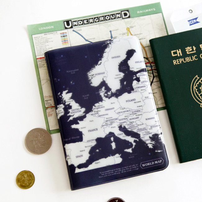 Indigo - World map passport cover case