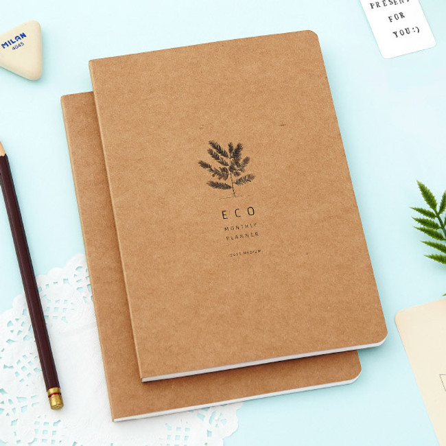 2015 Eco kraft dated monthly medium planner