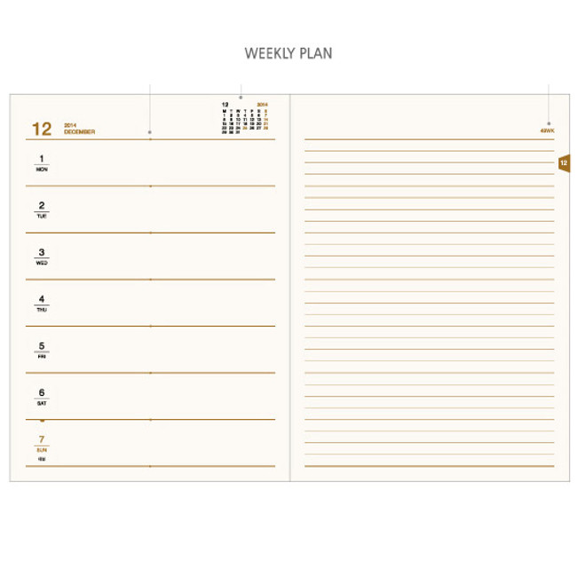 Weekly plan - 2015 Record weekly dated medium planner