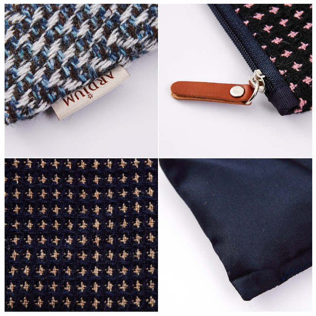 Detail of Wool pattern flat zipper medium pouch