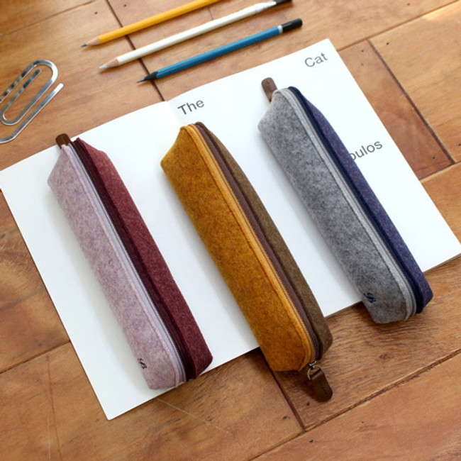 The Basic felt two tone color zipper pencil case