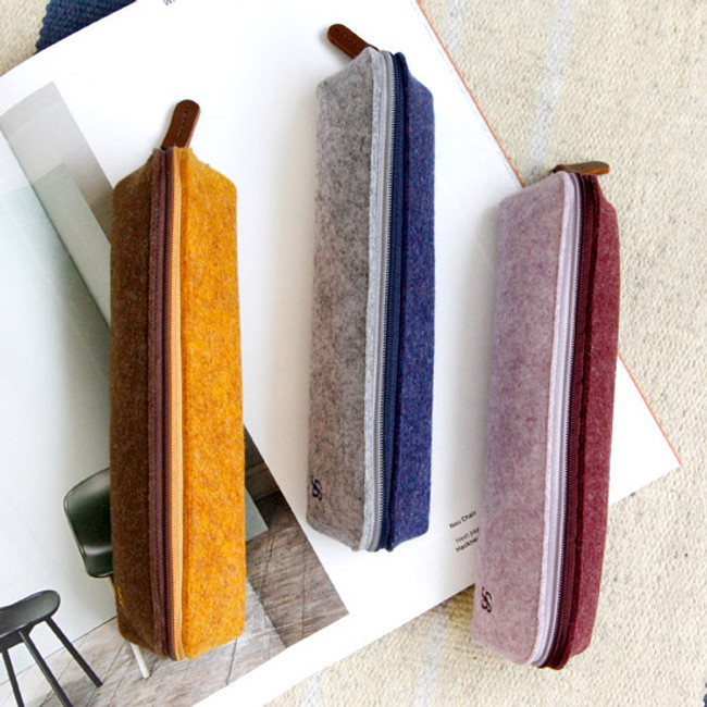 The Basic felt two tone color zipper pencil case