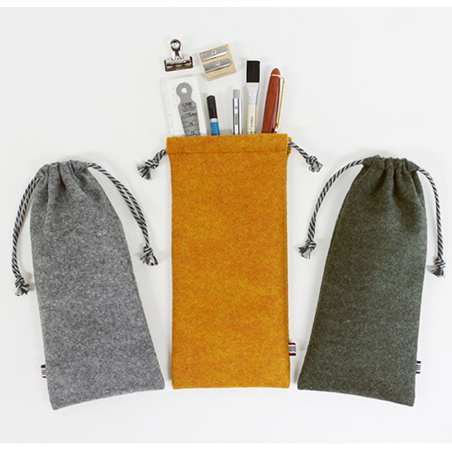 The Basic felt long drawstring pouch ver.3