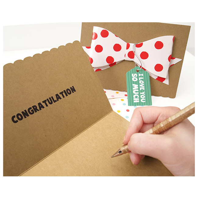 Congratulation ribbon kraft card with color dot envelope