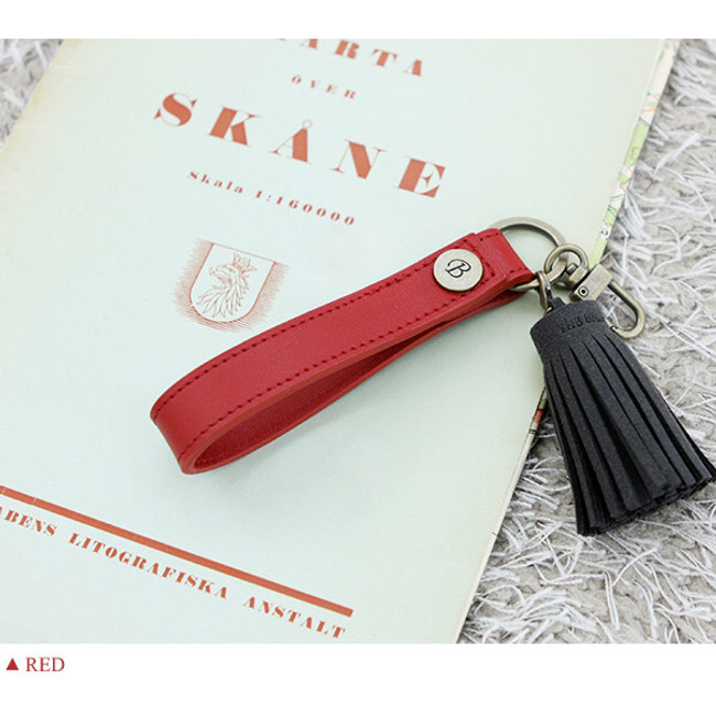 Red - The Basic handmade leather strap with Key ring