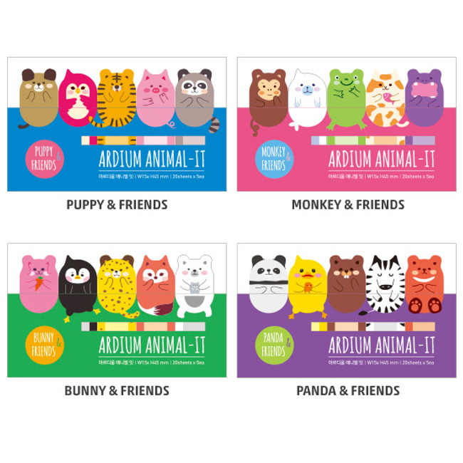 Cute animal sticky memo notes set