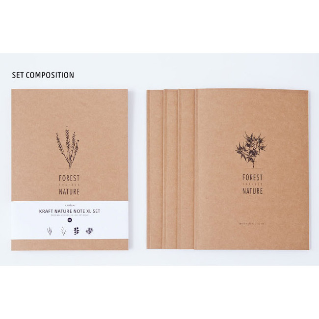 Ardium Kraft forest nature lined notebook large set