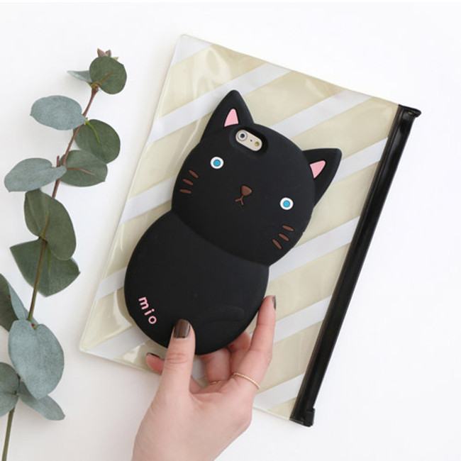 Black - Monomate cute cat iPhone 6 jelly case