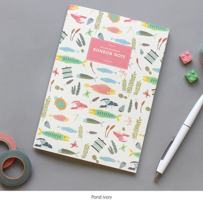 Pond ivory - Bon Bon pattern lined notebook medium