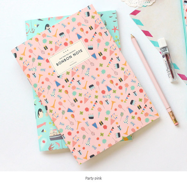Party pink - Bon Bon pattern lined notebook medium