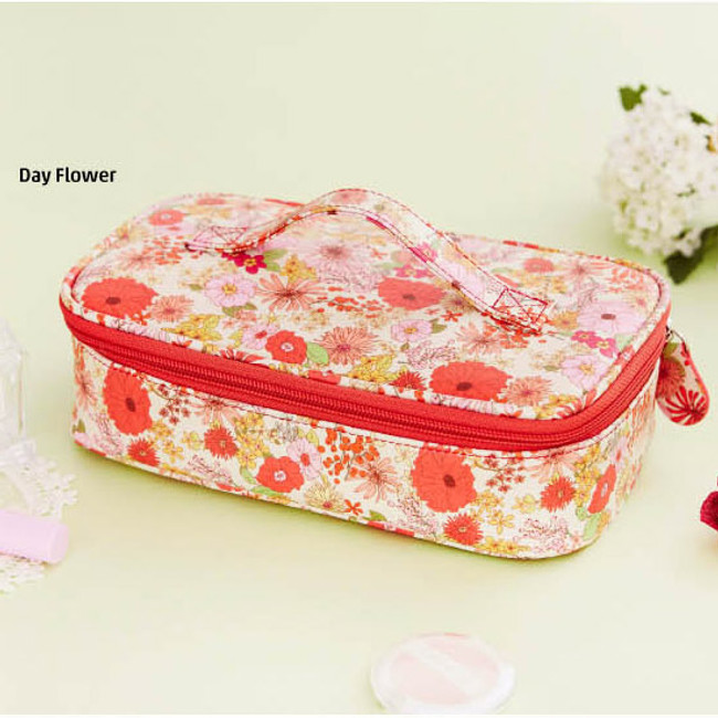 Day flower - Flower pattern square multi pouch