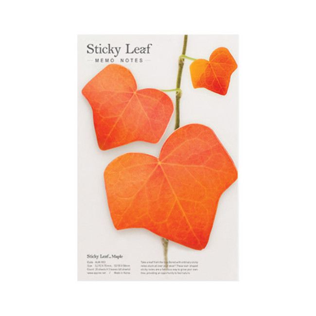 Ivy leaf red sticky memo notes Medium