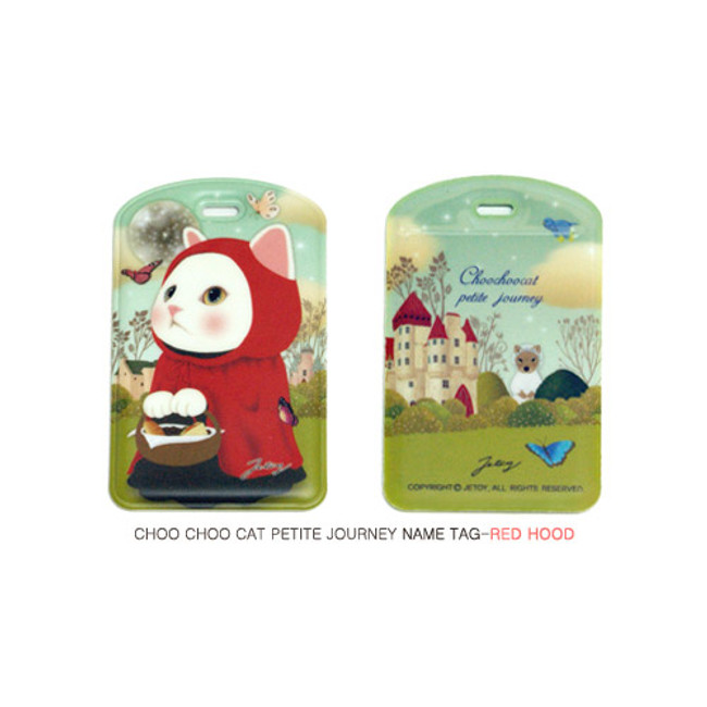 Red hood - Choo choo cat petite luggage name tag