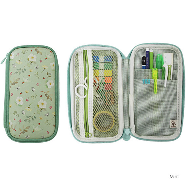 Mint - Willow story pattern zip around pencil case